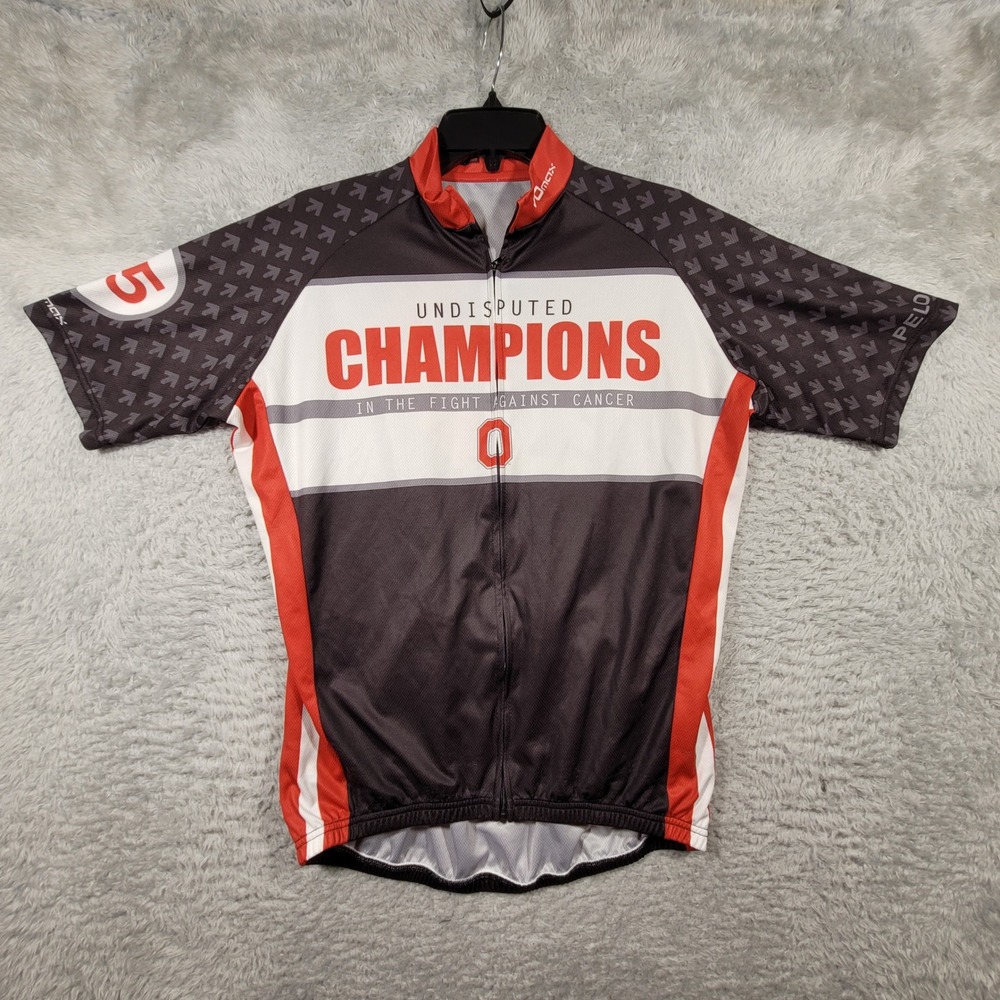 VOmax Cycling Jersey Mens XL Black Red OSU Pelotonia Team Buckeye Full Zip